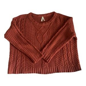 Mudd Women's Cable Knit Sweater - Rust